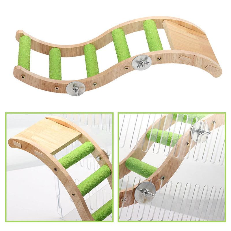 Bird Ladder Bridge, Wooden Pet Parrot Hamster Climbing Ladder Toys, Pet Bird Cage Accessories, Wood Climbing Ladder Perch for Bird Parrot Hamster Squirrel Sugar Gliders Parakeets Cockatiels(S Shape) Green - PawsPlanet Australia