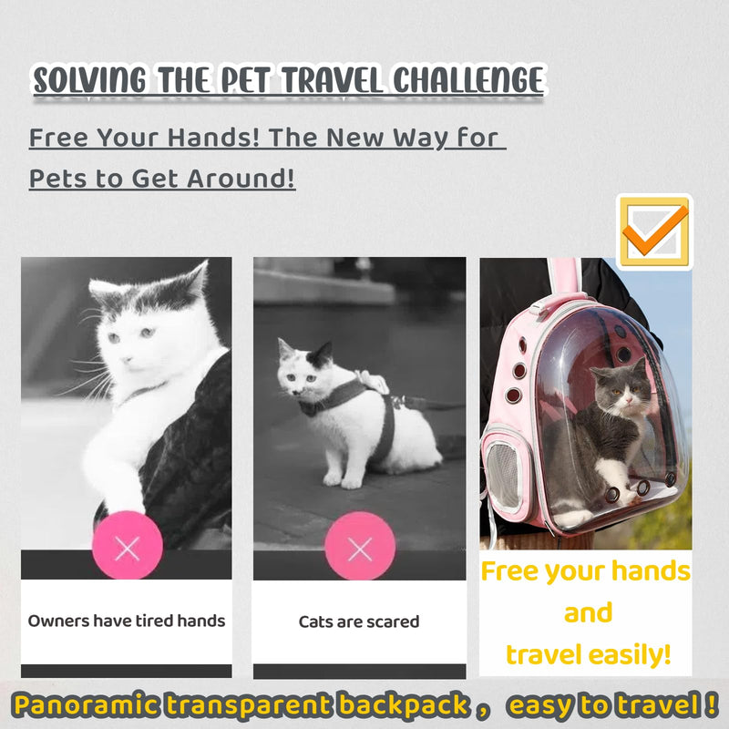 Cat Backpack Bubble, Cats and Dogs Pet Carrier Hard, Suitable for Cats Traveling Cat Bag Carrier, Transparent Outdoor Waterproof Spacecraft Pet Backpack Carrier(Pink) PINK - PawsPlanet Australia