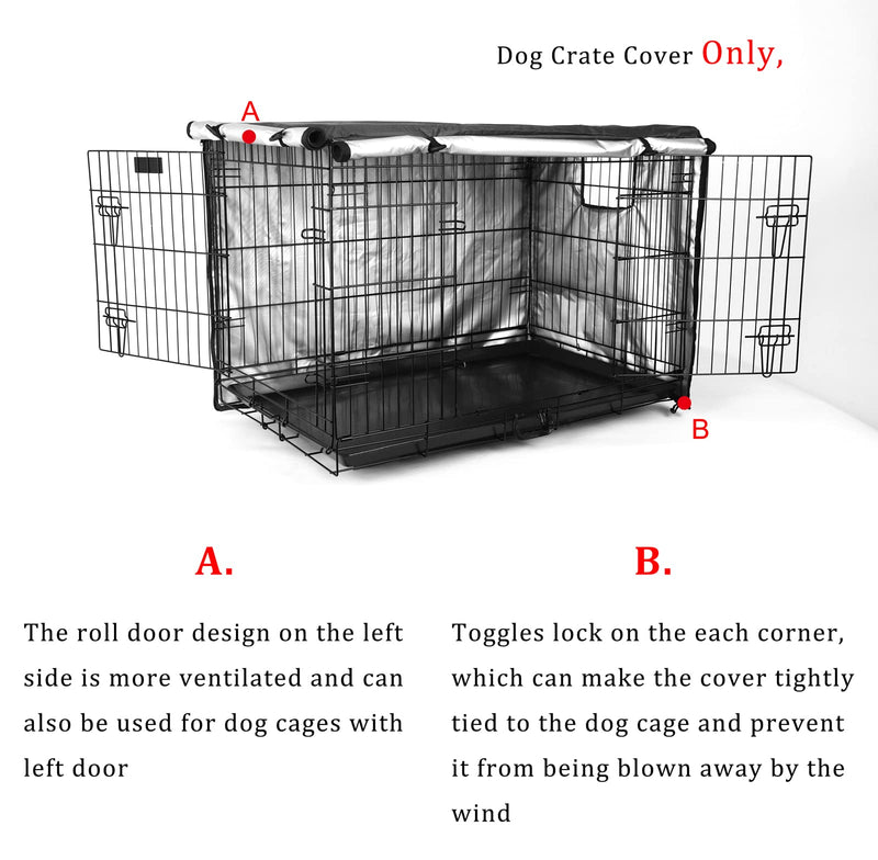 Double Door Dog Crate Cover Wire Dog Cage Cover Waterproof Durable Lightweight 420D Polyester Pet Kennel Cover Black 60cm Indoor Outdoor Protection Cage Covers for Dog Crates 24'' Black Cover - PawsPlanet Australia