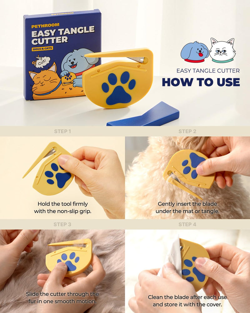 PETHROOM Easy Facial Comb & Matt Splitter – Gentle Tear Stain & Mat Remover for Dogs & Cats, Ultra-Fine Stainless-Steel Teeth & Safe Dematting Blade for Painless Grooming - PawsPlanet Australia
