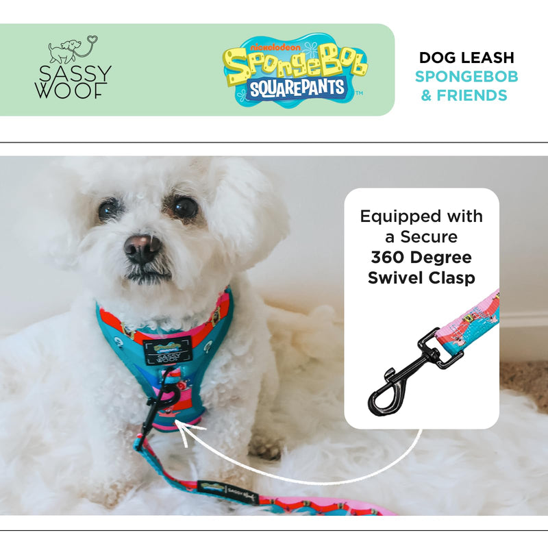 Sassy Woof Spongebob Squarepants™ and Friends Dog Leash 60-Inch with Neoprene Padded Handle - Comfortable, Durable, and Stylish for Small to Large Dogs - Officially Licensed - PawsPlanet Australia