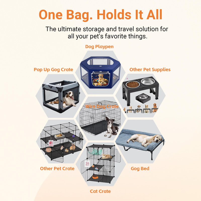 42 - inch Foldable Wire Dog Crate Storage Bag, Silver Outer Trim and Strap, Aesthetic and Practical, 44.1×6.3×31.9 inches Black 42.0"Lx 6.3"W x 30.0"H - PawsPlanet Australia