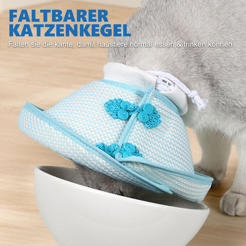Cat Elizabethan collar, Soft Adjustable Elizabethan collar for cats, Prevents licking of wounds, Cat collar for post-surgery, sterilization & skin care (Blue, M)