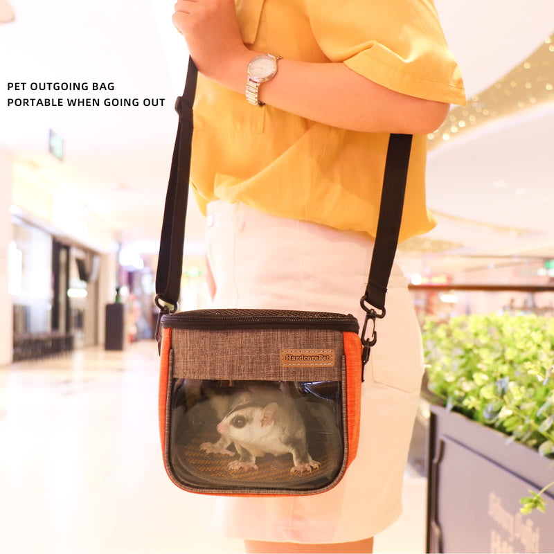 Small Pet Carrier Bag, Breathable & Portable – Small Animal Travel Bag with Detachable Strap Zipper for Sugar Glider, Hamster, Rat，Gerbils (Orange) orange - PawsPlanet Australia