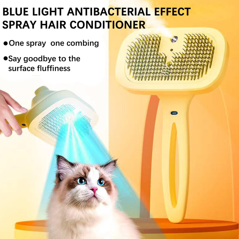 Indoor Cat Steam Brush, Rechargeable Self-Cleaning Four in One Anti-Static Steam Pet Brush, Used for Combing and Massaging Loose Fallen Pet Hair, Suitable for Long and Short Haired Dog Steam Brushes - PawsPlanet Australia