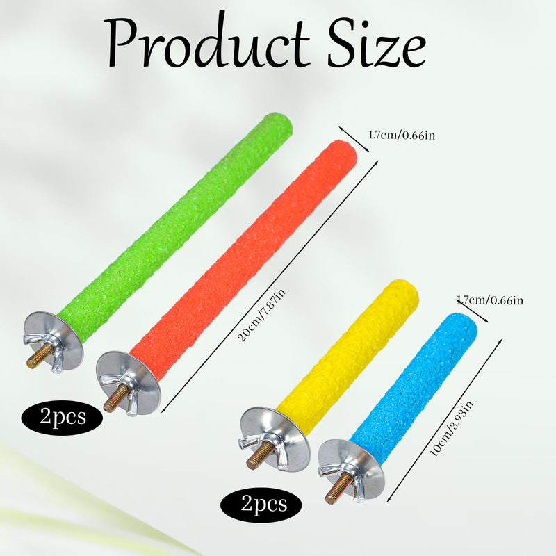 4 Pcs Bird Perch Stand Toy, Random Colorful Wood Parrot Bird Perch Stand Paw Grinding Stick, Birds Cage Accessories for Budgies, Parakeet, Cockatiel, Lorikeet, Conure