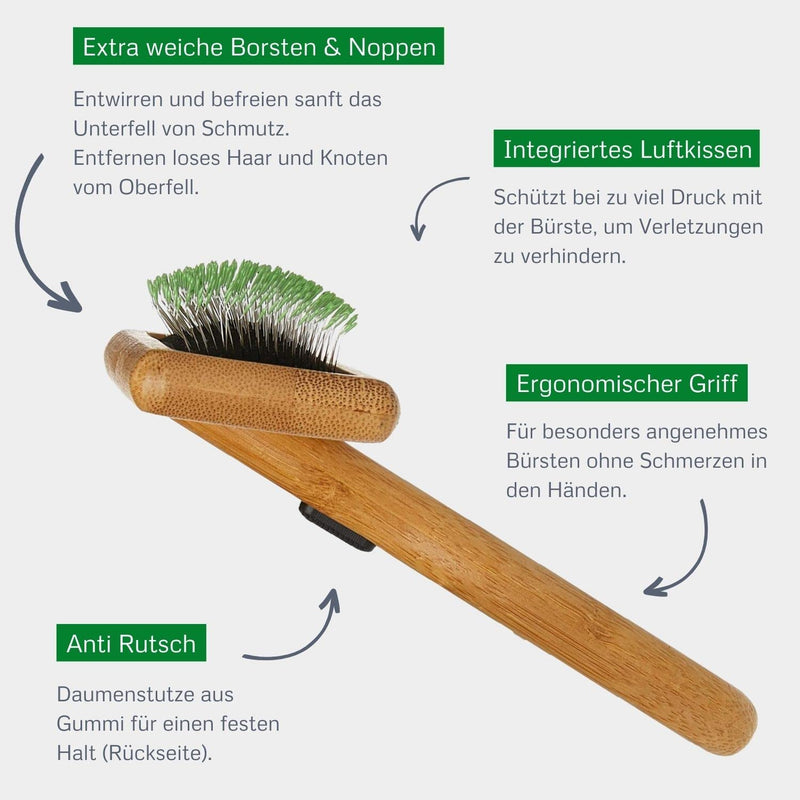 Bamboo Groom Soft Slicker Brush Medium - PawsPlanet Australia