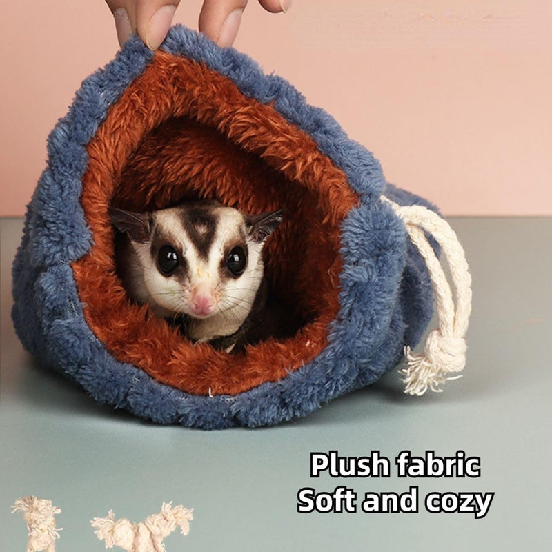 Sugar Glider Bonding Pouch - Soft Sleeping Pouch with Breathable Vent & Drawstring Portable Travel Bag Small Animal Carrier for Sugar Glider Squirrel Hamster Rats Hedgehog Bird Parrot (Grey) Grey
