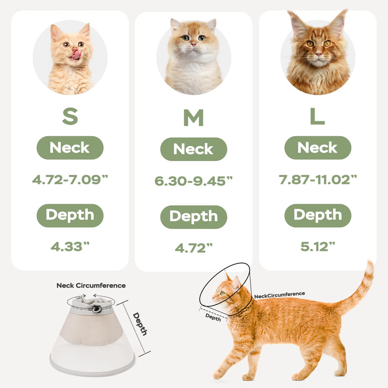 Cat Cone Collar Soft: Comfortable Waterproof Mesh Recovery Cone After Surgery to Stop Licking and Scratch, Alternative to Plastic Elizabeth Head/Neck Cone,M