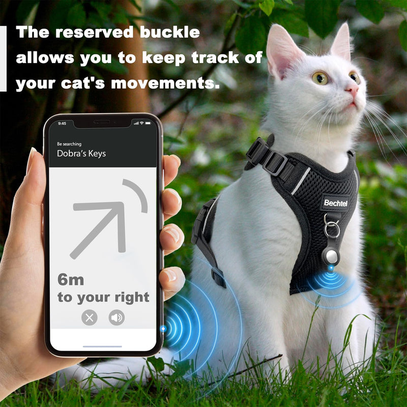 Cat Harness, Cat Harness and Leash for Walking, Adjusted in Four Directions and Breathable Cat Harness for Anti Escape That can be Fitted and Positioned, Reflective Strips Harness, Black, S Small (7-12lb) - PawsPlanet Australia