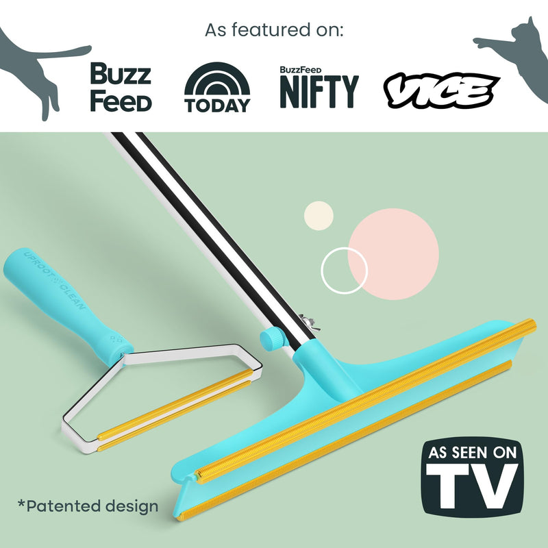 Uproot Cleaner Pro Pet Hair Remover Bundle - Including Xtra Carpet Rake for Pet Hair Removal Tool - Scrape Easy The Cat & Dog Fur from Your Carpet, Rugs, Cat Bed, Car Trunk & More Xtra + Pro - PawsPlanet Australia