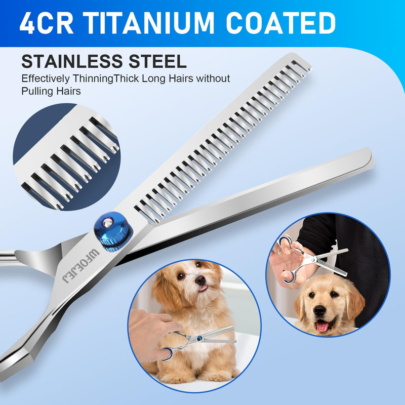 Professional 3 in 1 Dog Grooming Scissors Kit with Safety Round Tips, Sharp and Durable Pet Grooming Shears for Dogs and Cats. - PawsPlanet Australia