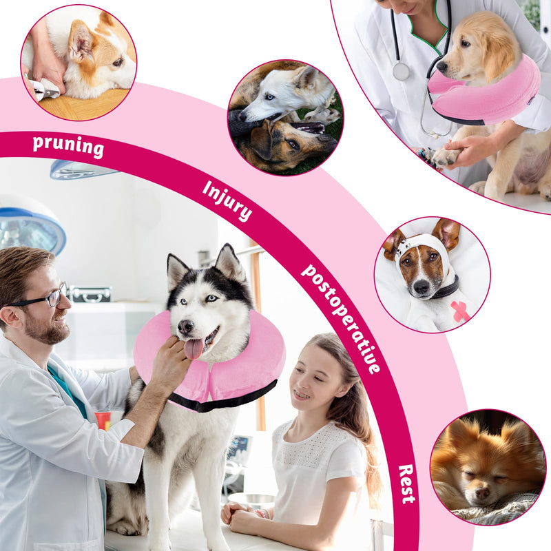 Dog Collar for Dogs, Inflatable Collar for Post-Operative Protection Head, Chest and Belly (Pink, L) pink