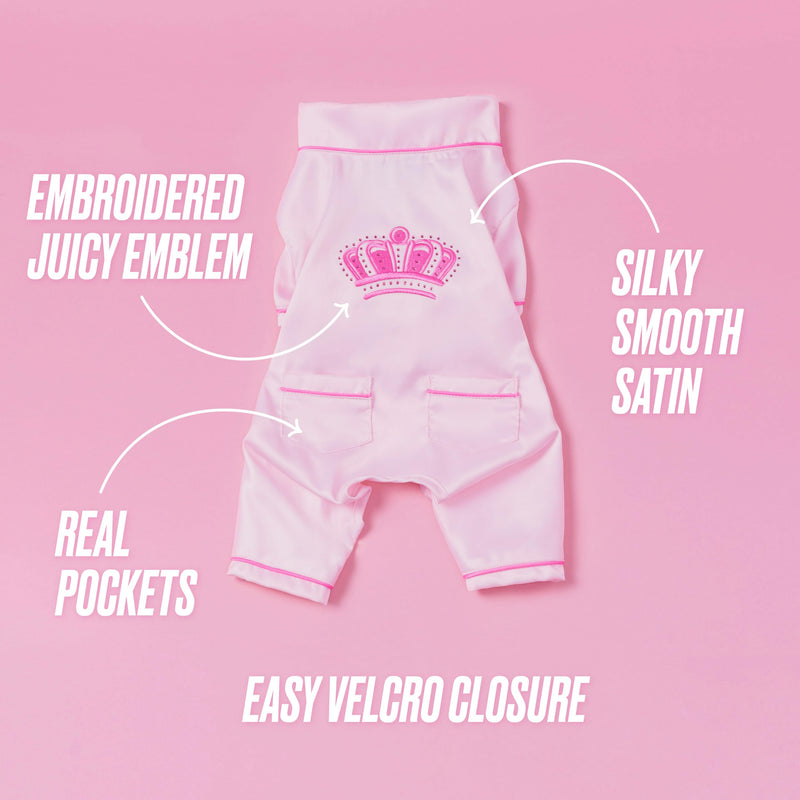 Juicy Couture Silky Satin Pajamas for Dogs and Cats - Pink - Medium/Large Pet PJs M/L (7-12 lbs.) - PawsPlanet Australia