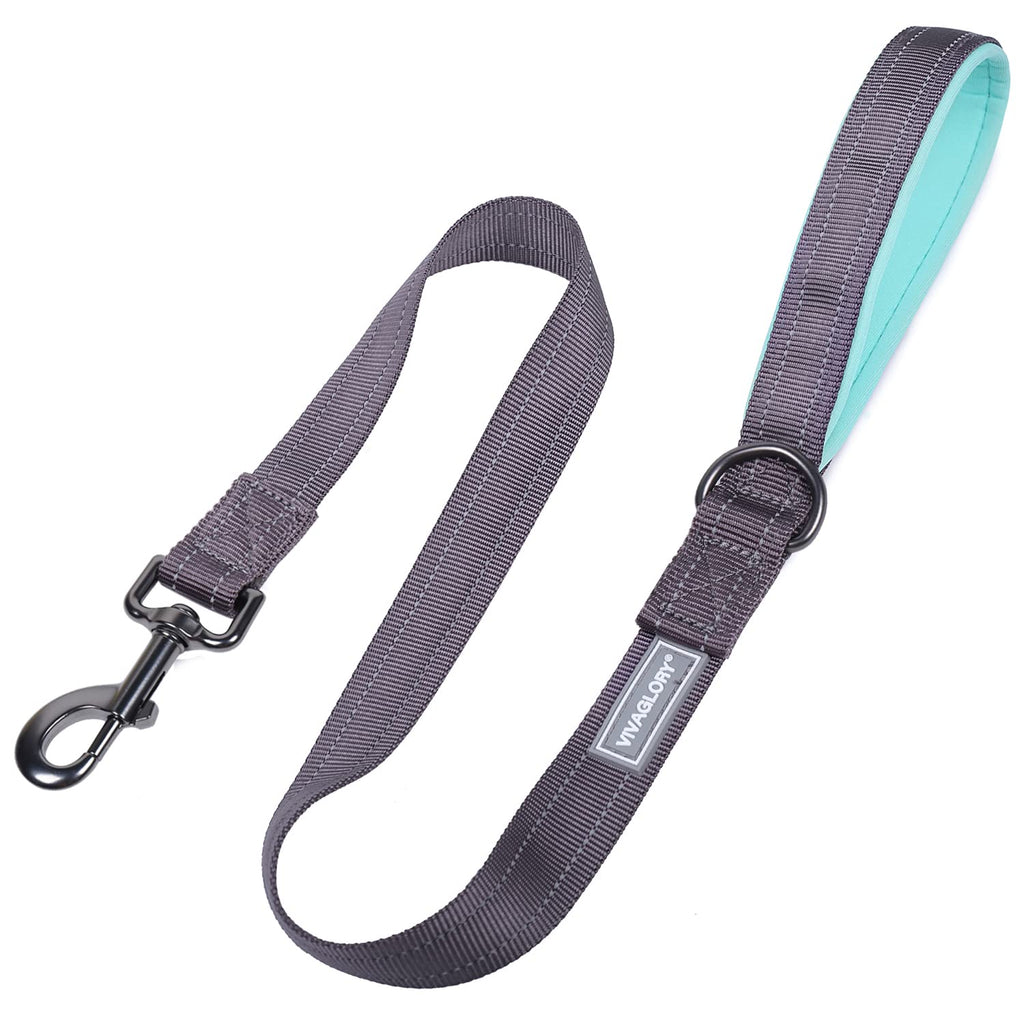 VIVAGLORY Dog Leash, Dog Training Leash with Comfortable Padded Handle, Heavy Duty Reflective for Safety Walking Leash for Medium & Large Dogs 3 ft. x 1 in. (25~120 lbs.) Grey