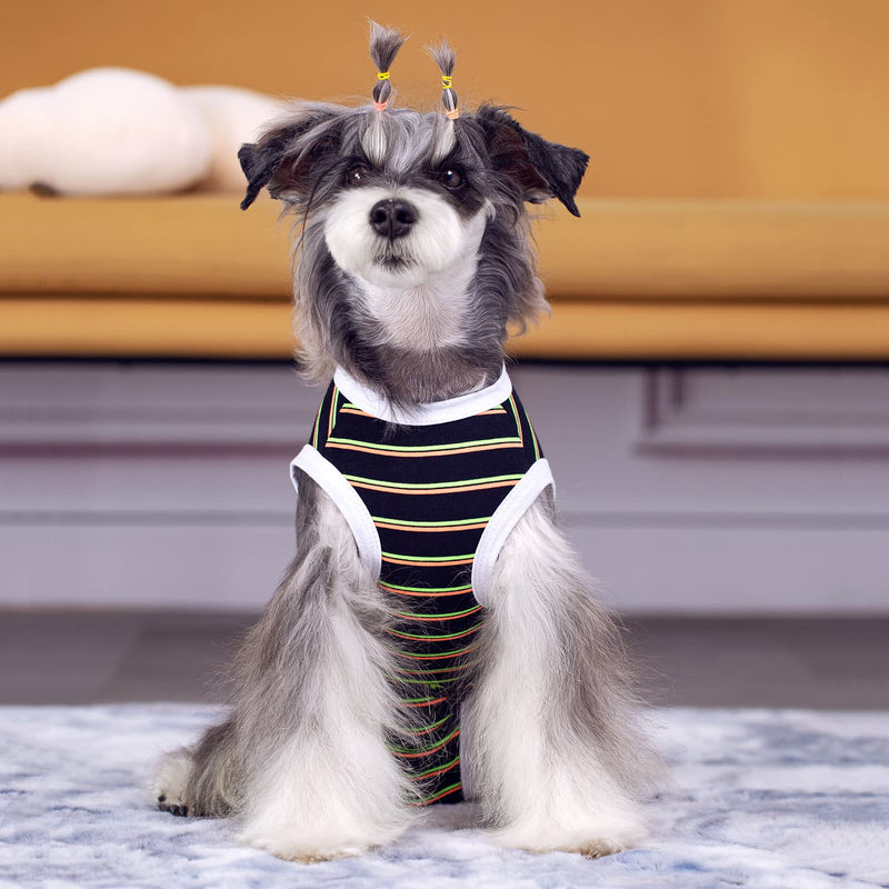 Puppy Striped Recovery Suit for Female Male Dogs Cats,Zip Up Dog Onesie Recovery Shirt Abdominal Wounds,Professional Spay Neuter Dog Pet Bodysuit After Surgery Wear Anti Licking Wounds L Black striped - PawsPlanet Australia
