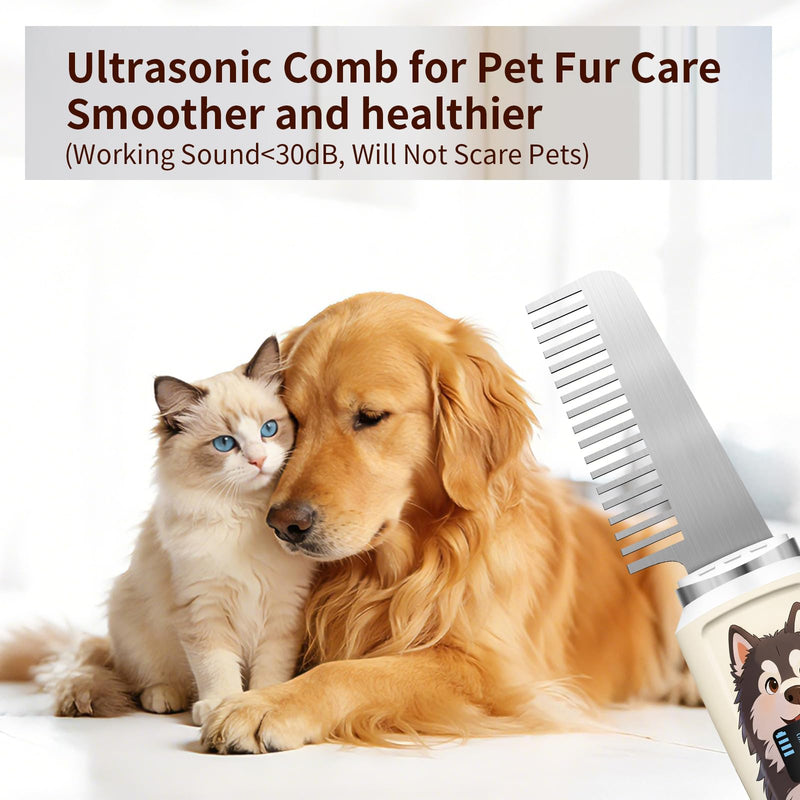 Ultrasonic Fur Care Comb for Pet, Vibration Atomization Conditioning Oil Comb for Dogs and Cats Shining Smoothing Hair - PawsPlanet Australia