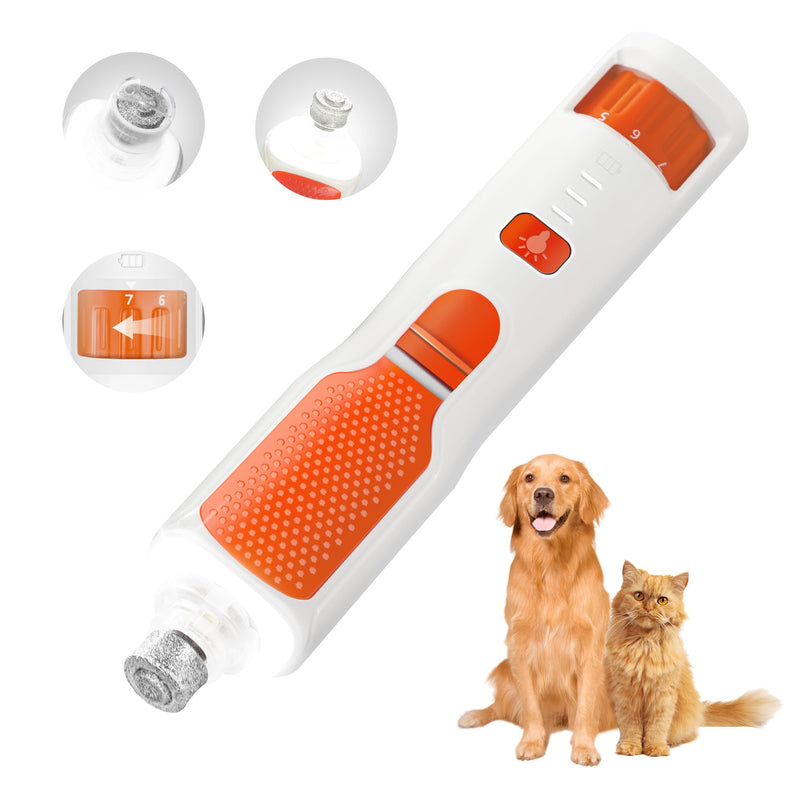 Dog Nail Grinder 7-Speed & 360° LED Light, Professional Pet Nail Grinder for Dogs and Cats, Electric Dog Nail Trimmer Painless Paws Grooming & Smoothing Tool for Large Small Dogs Cats Pets White - PawsPlanet Australia