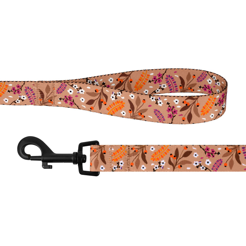 CollarDirect Floral Dog Leash Nylon Pattern Flower Print Adjustable Pet Leashes for Dogs Small Medium Large Puppy (M, Toffee) - PawsPlanet Australia