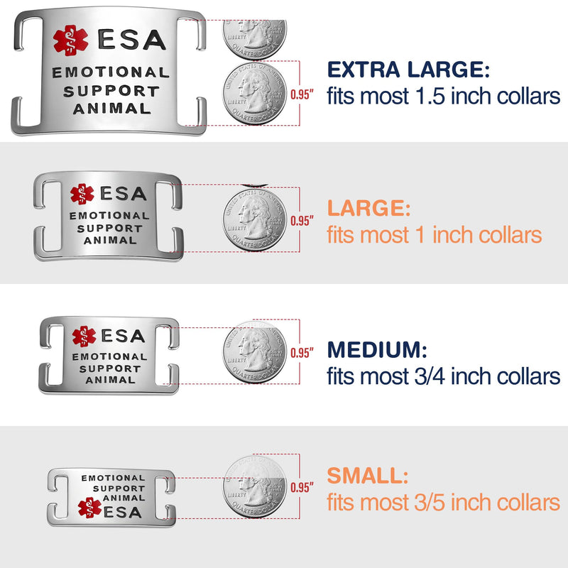 ESA Dog Tag – Surgical Steel, Non-Slip Grip, Deep Engraved & Hand Enamel ESA ID – Fits 1” Collar, Silent - Extra Large Slide-On ID Badge for Collar or Harness Slider: Medium 3/4 inch collars Pvd Gold - PawsPlanet Australia