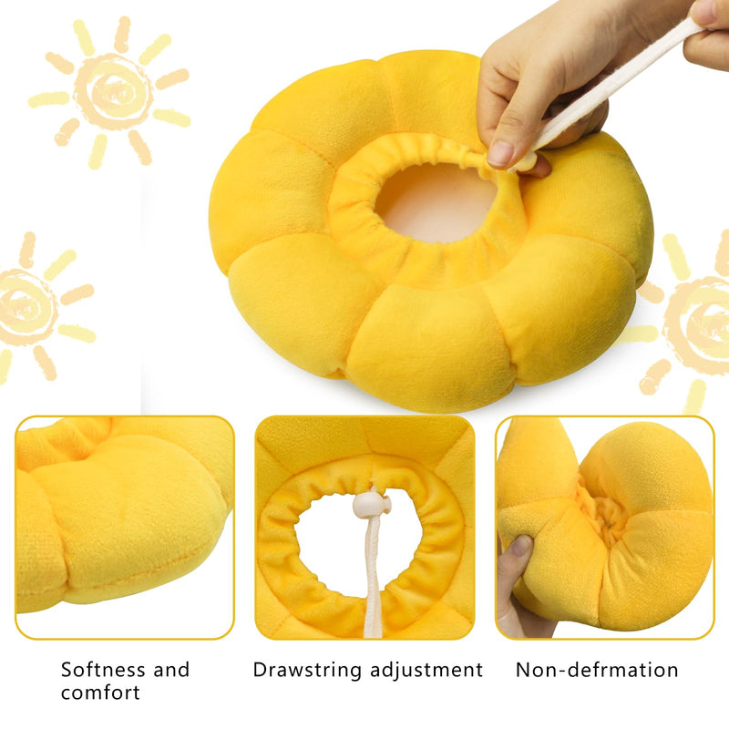 Sunflower Cat Recovery Cone, Adjustable Pet Elizabethan Collar for Cats &Puppy, Soft Cone for Cats After Surgery to Stop Licking, Cat Neck Pillow for Sleeping, Easy to Clean (Yellow, S) Yellow, S - PawsPlanet Australia