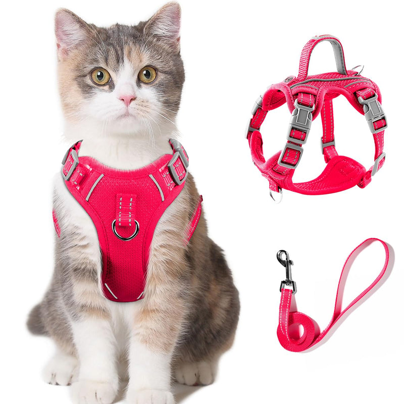 Cat harness and leash set for walking escape proof for small large cat kitten harness with ID tag pocket (Pink,XS) X-Small Pink