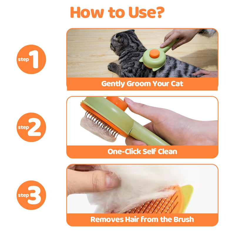 Cat Brush for Indoor Cats Shedding,One-Click Easy Cleanup Pet Hair Removal Tool, Grooming Brush for Both Long and Short Haired Cats and Dogs - PawsPlanet Australia