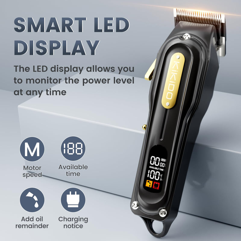 KIKIDO Hair Clippers for Men, Cordless&Corded Hair Clipper, Professional Barber Kit for Hair Cutting & Grooming Set, Mens Hair Clippers with LED Display
