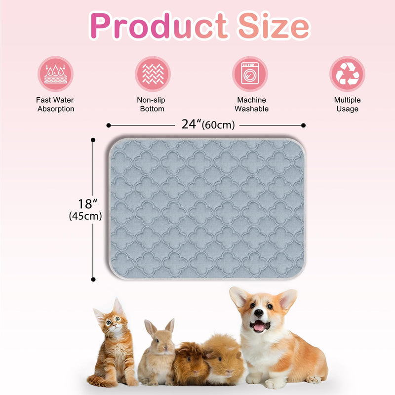 Washable Pee Pads for Dogs - 4 Pack Reusable Puppy Pads，Waterproof Training Pads，Guinea Pig Cage Liner, Puppy Pee Pads with Non-Slip Backing (18" X 24" - 4 Pack) 18" X 24" - 4 Pack - PawsPlanet Australia