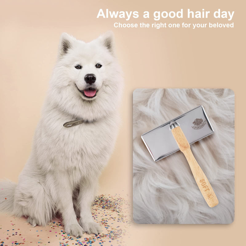 Furzone Slicker Brush for Dogs (Size L) - Stainless Steel Soft Pin Dog Grooming Brush for Dogs