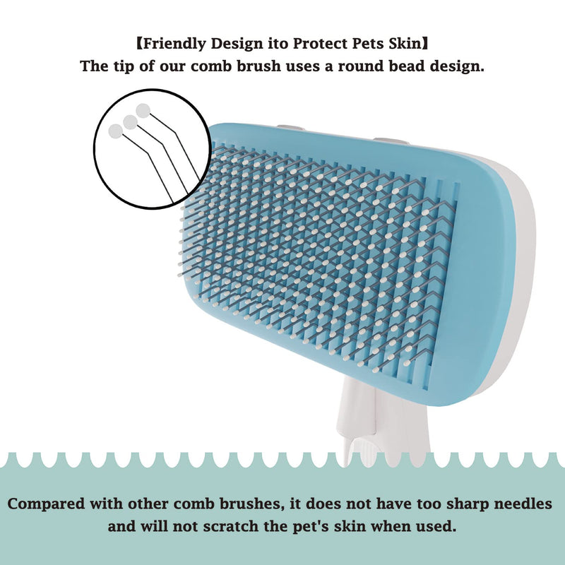 Dog Brush - Self Cleaning Dog and Cat Hair Brush, Efficient Shedding Grooming Tool for Long and Short Haired Dogs & Indoor Cats, Deshedding Comb (Blue) Blue - PawsPlanet Australia