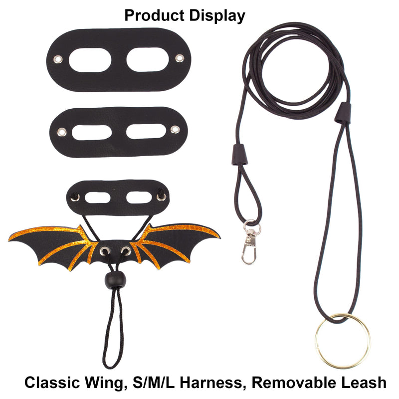 ADOGGYGO Bearded Dragon Leash Harness, 3 Size Pack Black Leather Wing Lizard Harness with Removable Lizard Leash for Bearded Dragon Lizard Reptiles (Black) - PawsPlanet Australia