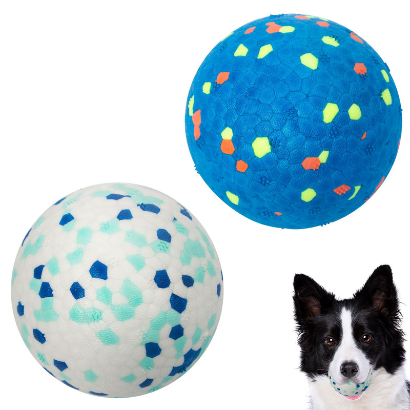2 Pack Indestructible Dog Tennis Balls for Aggressive Chewers: Interactive Pet Toys, Herding and Jolly Ball for Dogs, Durable, Bouncy, and Water Toy Fetch Balls (White, Blue) - PawsPlanet Australia