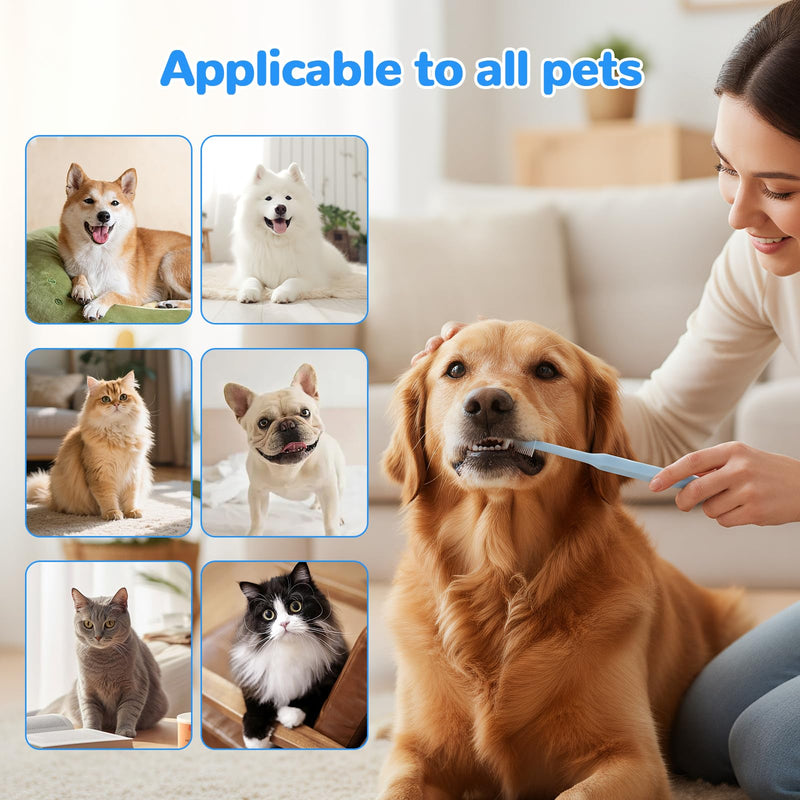 Pack of 4 Cat and Dog Toothbrushes, 360° Toothbrush for Dogs and Cats, Reusable Food Grade Silicone Toothbrush, Suitable for Small, Medium and Large Pets