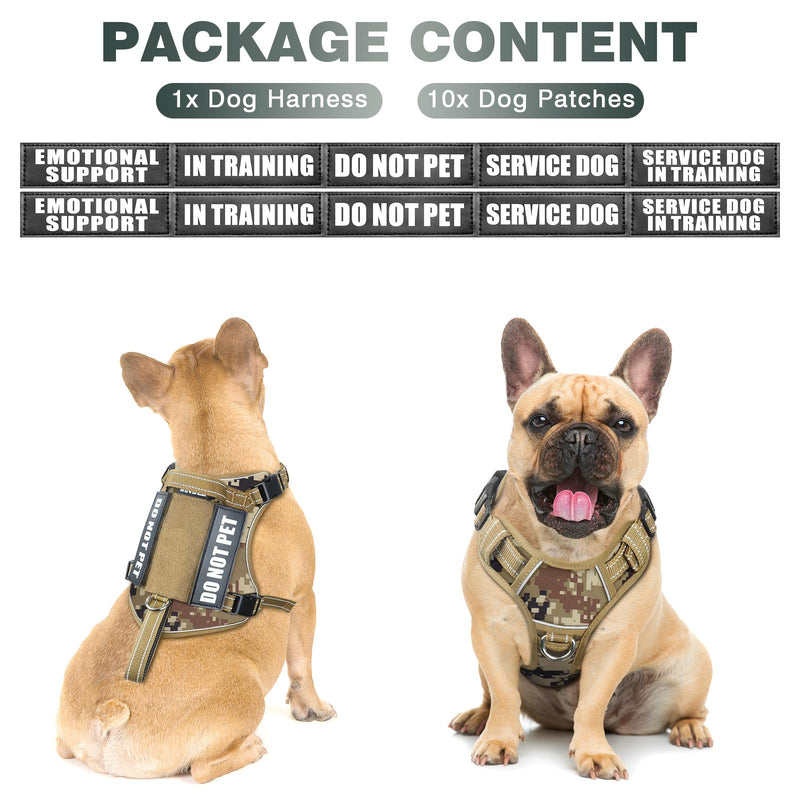 WINSEE Tactical Dog Harness, No Pull Dog Harness for Medium Large Dogs with Handle & Molle, Military Service Dog Vest Harness in Training Pet Harness for Small Dogs Desert Camo - PawsPlanet Australia