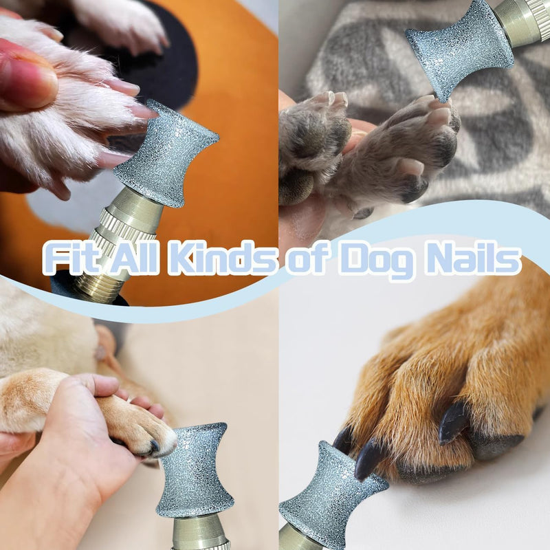 Diamond Rotary Nail Grinder Bits for Dog, 2PCS Diamond Dog Nail Grinder Head for Dremel,1/8" Replacement Grinder Wheel Pets Nail Grooming Tools for Medium Large Dogs Silver - PawsPlanet Australia