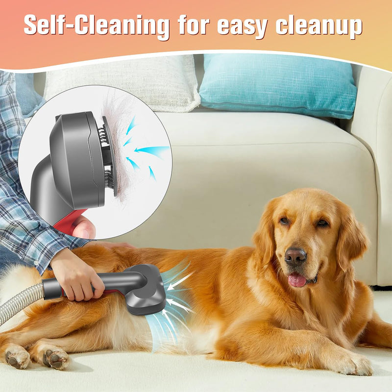 2-in-1 Dog Hair Vacuum Brush for Grooming & Shedding Compatible with Dyson Gen5, V15, V12, V11, V10, V8, V7 – Removes Loose Hair, Dander, Undercoat & Tangles – Self-Cleaning Design 2 in 1