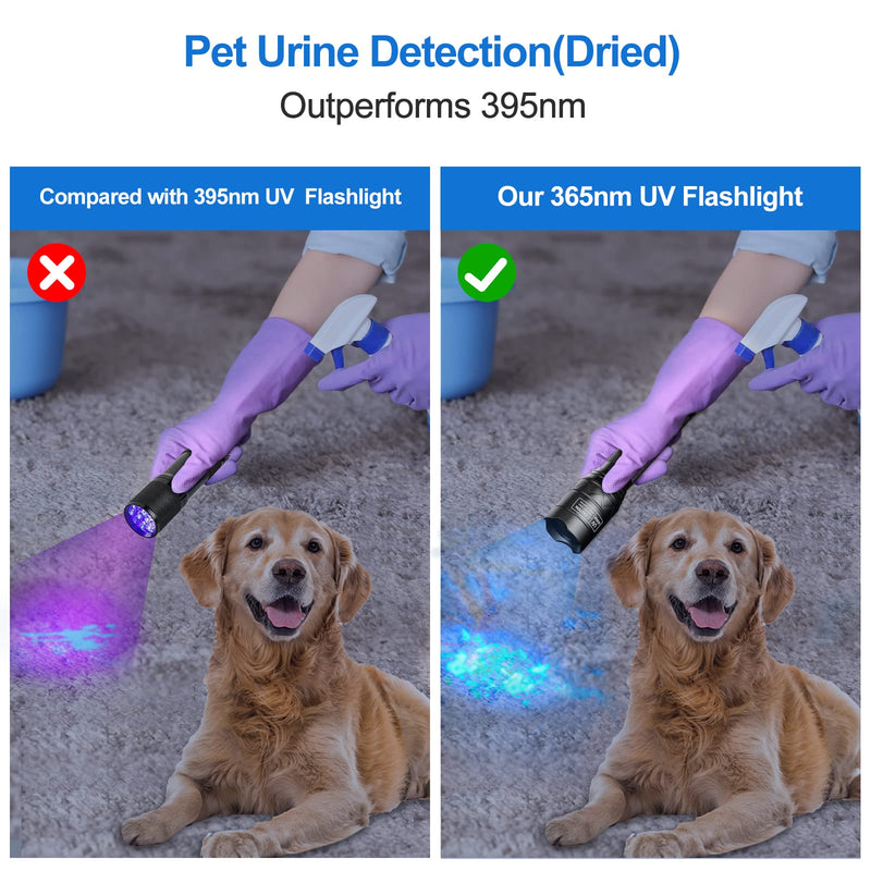 Vansky X7 Pro 365nm UV Light Blacklight Flashlights: LED Black Light Flashlite Professional Ultraviolet Flashlight Pet Urine Detector for Dog Cat, Resin Curing and Rock Hunting(Batteries are Included)