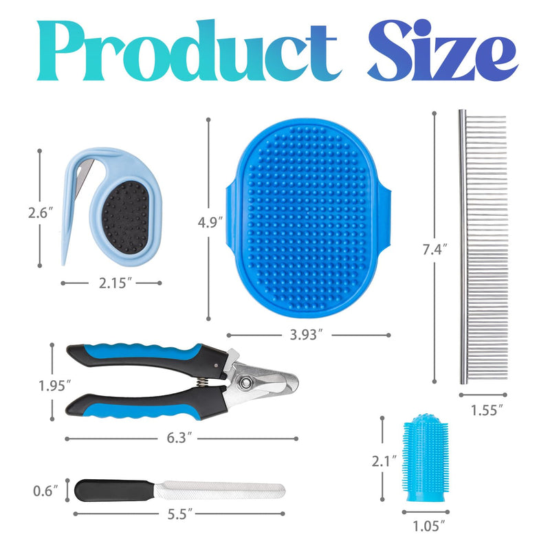 6 PCS Grooming Kit for Dogs Cats Comb Deshedding Dog Brush Pet Knot Opener Cleaning Slicker Brush Nail Clipper Toothbrush Pet Hair Removal Tool Washing Supplies for Small Medium Large Dog Cat DOG-G-6PCS - PawsPlanet Australia