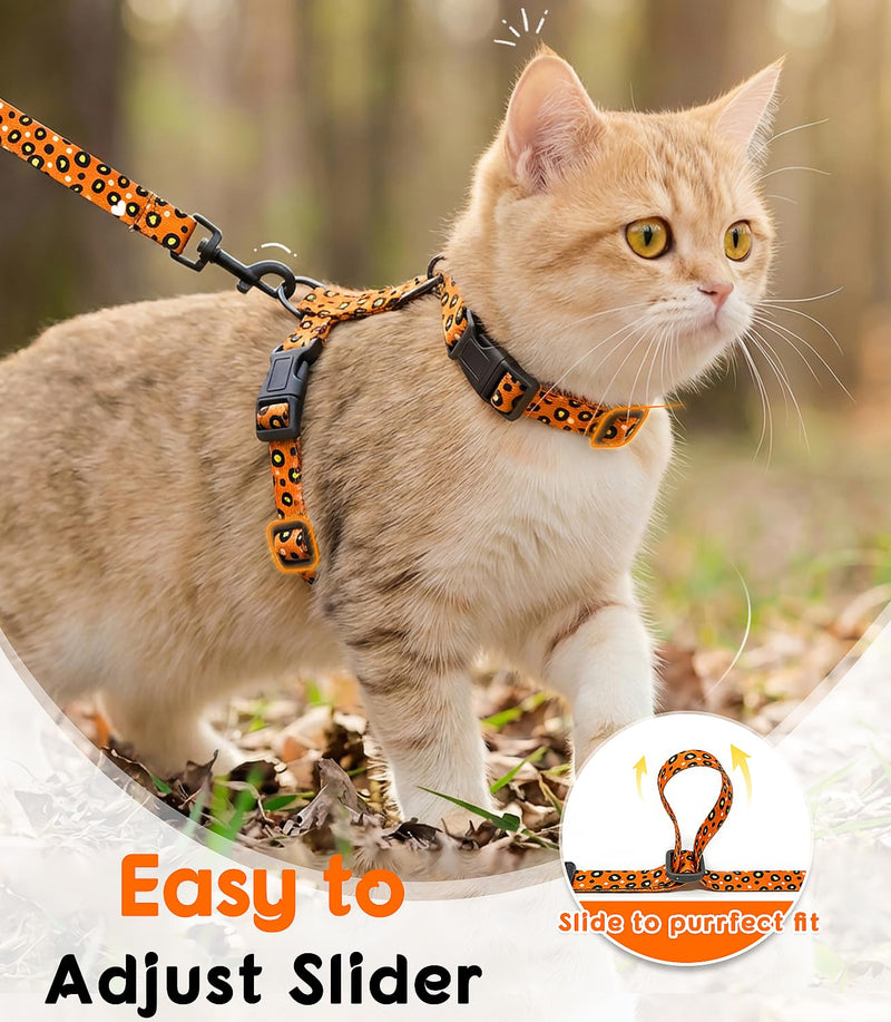 Halypet 2-Pack Cat Harness and Leash Set, Escape Proof 3-in-1 Adjustable Harness for Cats, Soft Lightweight, Easy On & Control for Walking, Travel & Outdoor Use, Small (Navy & Orange) Navy & Orange Small(4-10lb)