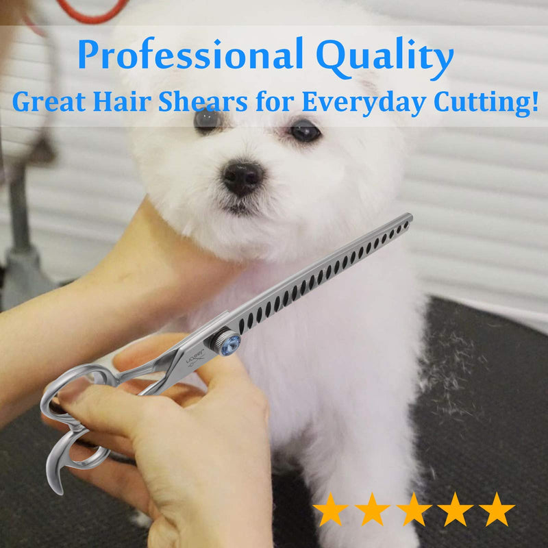 JASON 8" 26 Teeth Chunkers Shears for Dogs Ergonomic Dog Grooming Scissors Texturizing Blending Thinning Shears Pets Trimming Kit with Offset Handle Chunker 8.0"