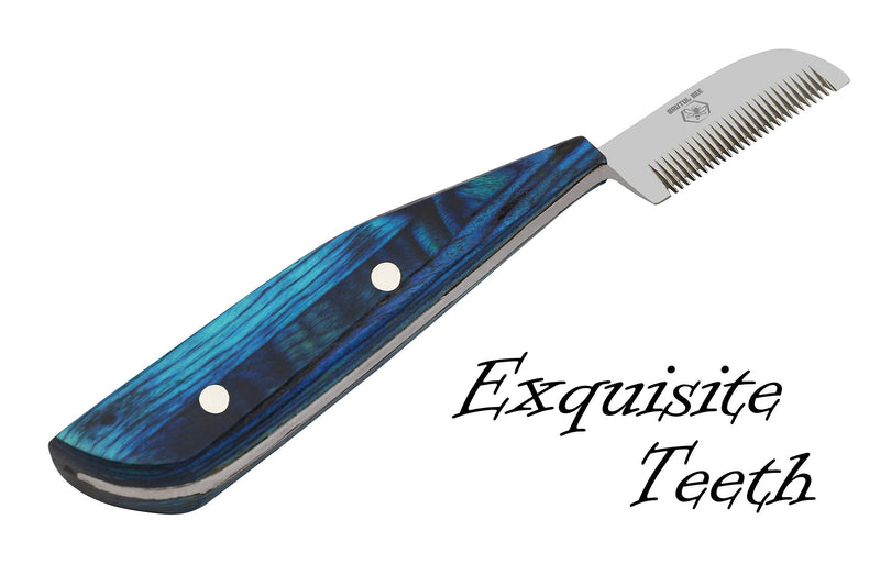 Stripping Knives Set of 6 in Stainless Steel, Wooden Handle, Non-Slip Tools for Grooming Dogs (Blue) Blue - PawsPlanet Australia