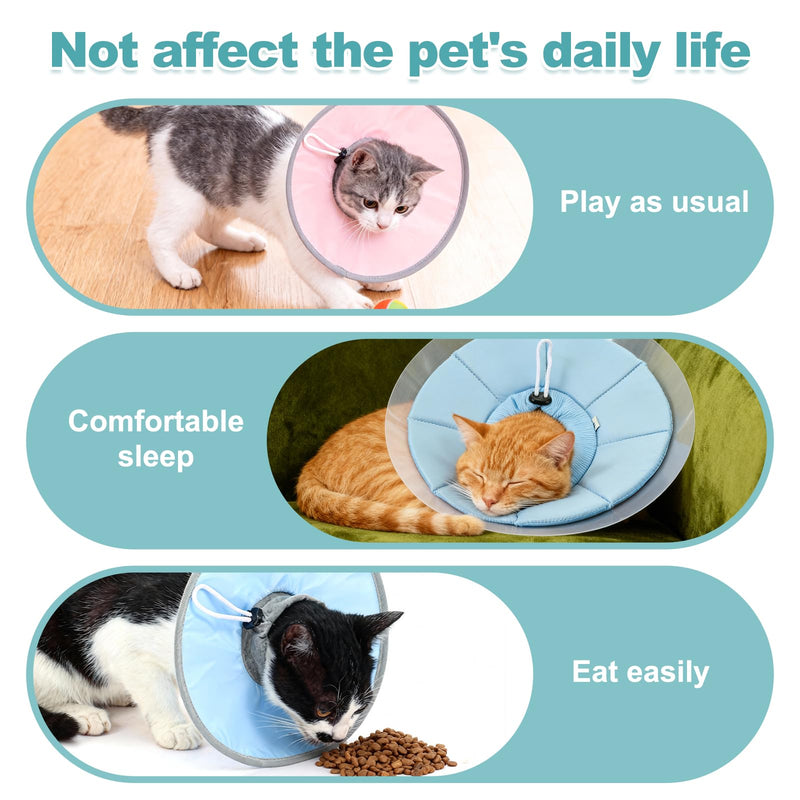 Elizabethan Collar, Cat Cone Collar Pet Cones Cat Recovery Neck Donut Waterproof Adjustable Soft (Polyester, XL, Pink) for Cats Small Dogs After Protective