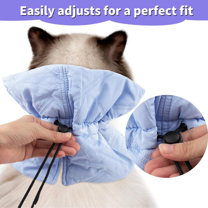 Adjustable Soft Cat Collar, Cat Collar, Breathable, Cat Collar After Surgery, Protective Collar Prevents Licking Wounds for Cats and Kittens, (Light Blue, M)
