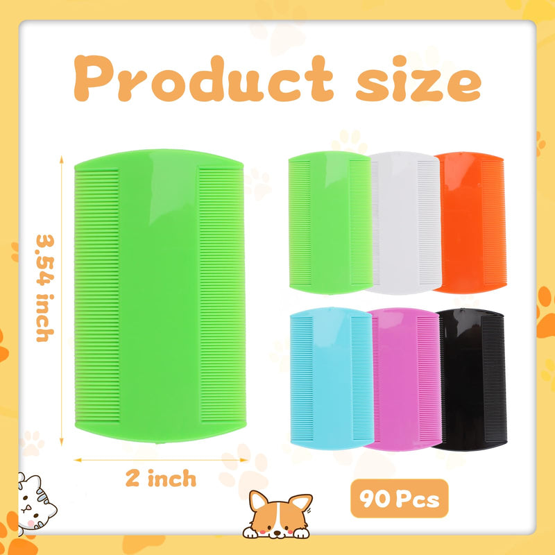90 Pcs Double Side Tooth Pet Flea Comb Bulk for Cats Dogs Lice and Tick Comb for Small Cats Dogs Kitten Indoor(6 COLORS) - PawsPlanet Australia