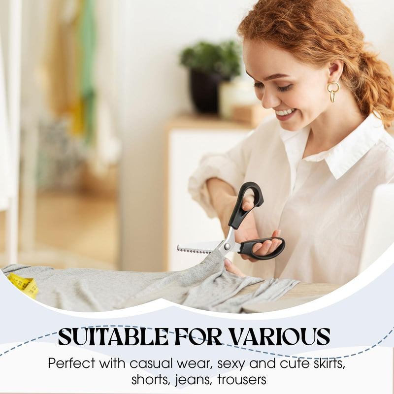 3 Sizes Pinking Shears for Crafting and Paper Cutting, 3mm, 5mm, 7mm Scalloped Scissors, 9.3'' Zig Zag Scissors Handheld Serrated Jagged Dressmaking Supply for Leather Fabric Craft Paper Black and White 3
