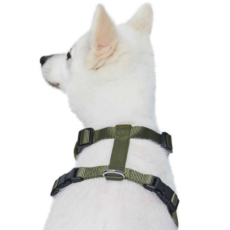 Blueberry Pet Essentials Adjustable No-Pull Dog Harness Size Small| Adjustable Step-in Easy Walk Harness | Classic Solid Nylon Vest in Military Green - PawsPlanet Australia