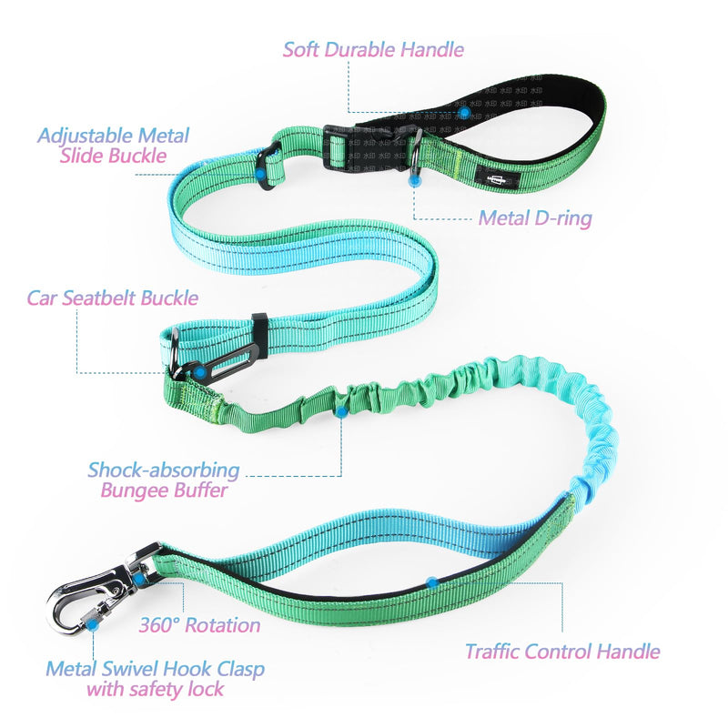 Hands-Free Heavy Duty Bungee Dog Leash, No Pull Running Waist Leash for Walking, Training with Car Seatbelt, Adjustable 4-6FT, Reflective, Dual Handles, Metal Safe Lock (OCEANCHILL) OCEANCHILL - PawsPlanet Australia