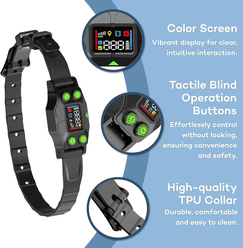GPS Wireless Dog Fence, Rechargeable Electric Dog Collar with 3 Training Modes, Radius 25-999 Yards, IPX7 Waterproof Invisible Pet Containment System for Medium & Large Dog, Outdoor Use