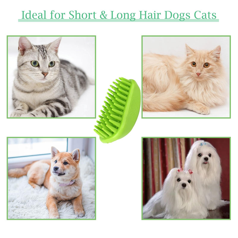 Dog Bath Brush, Pet Silicone Shampoo Brush, Rubber Shower Wash Curry Brush for Short Long Haired Dogs Cats Shedding Grooming and Massage, Pet Rubber Brush Removes Loose & Shed Fur Green - PawsPlanet Australia